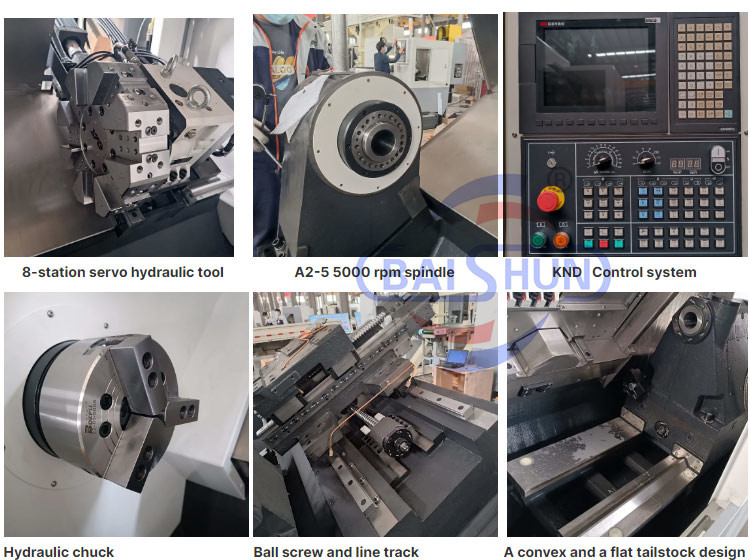 Multi Spindle Slant Bed CNC Lathe Machine 2 Axis 500mm 8 Tool Station Turret