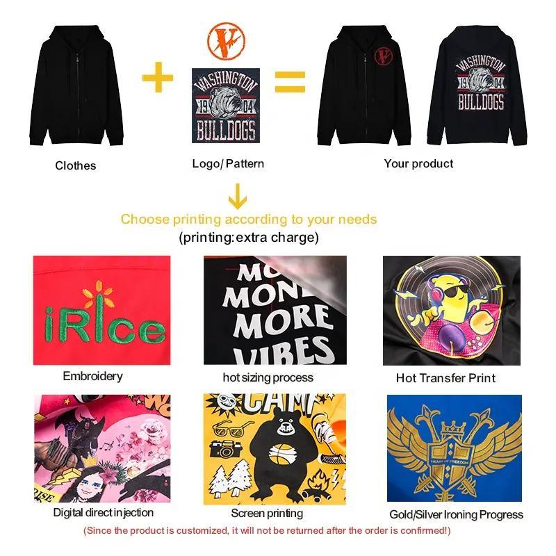 OEM Custom Oversized High Quality 100% Cotton Full Face Zip up Hoodie Heavyweight Screen Printing Logo Custom Full Zip Hoodie