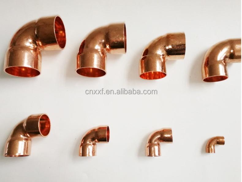 Customized Thickness NXF TP2 Cu-DHP C12200 C1220 Street Copper Elbow 45 90 180 Degree Fittings Casting Technics SAI GLOBAL
