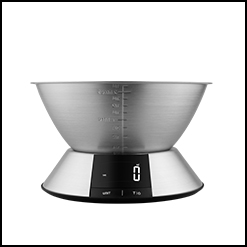 Stainless Steel Digital Kitchen Scale with Bowl Portable Battery-Powered Food Weighting Scale