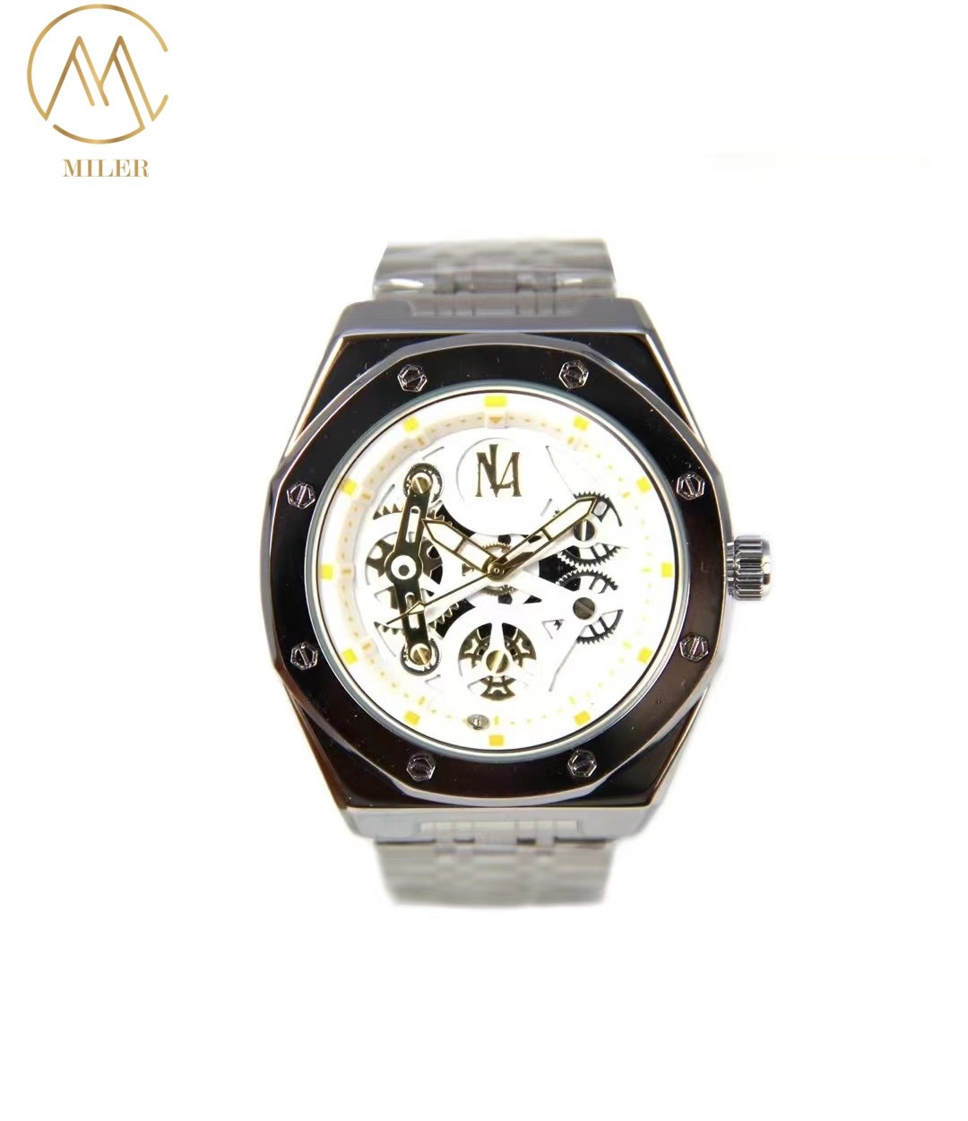 Hollowed Out Design Wrist Waterproof Quartz Movement Watch with Stainless Steel Strap