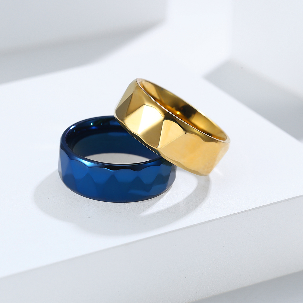 8MM Fashion Men Jewelry Gold Plating Rings Stainless Steel Punk Jewelry