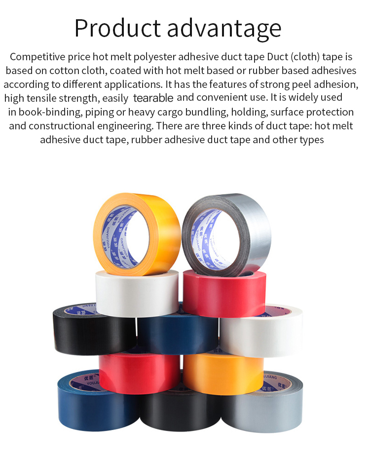 PE Silver Black Adhesive Cloth Duct Tape Indoor Outdoor 20m Length 270um Thickness