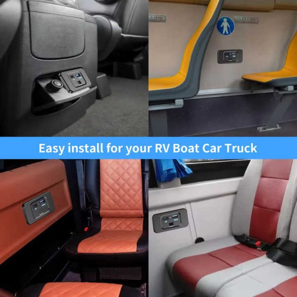 54W QC3.0+PD RV USB Charging Center 12v USB Wall Outlet RV Heat Resistant