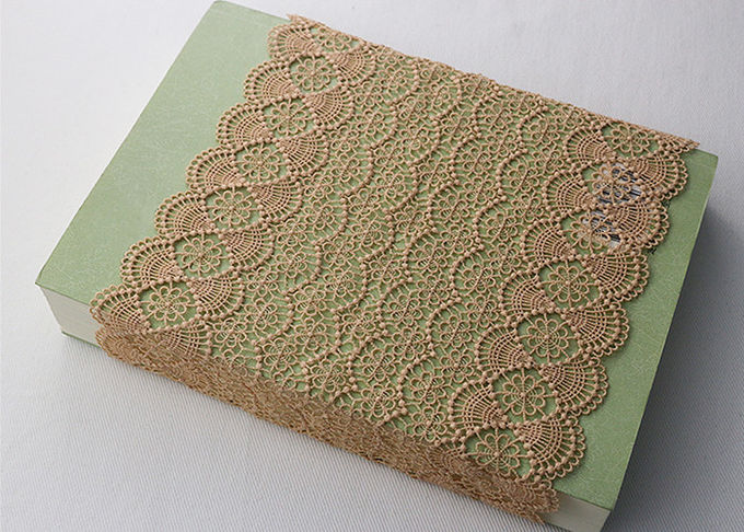 19 CM Champagne Wide Heavy Guipure Lace Trim With Scallop Edging / African Cord Lace