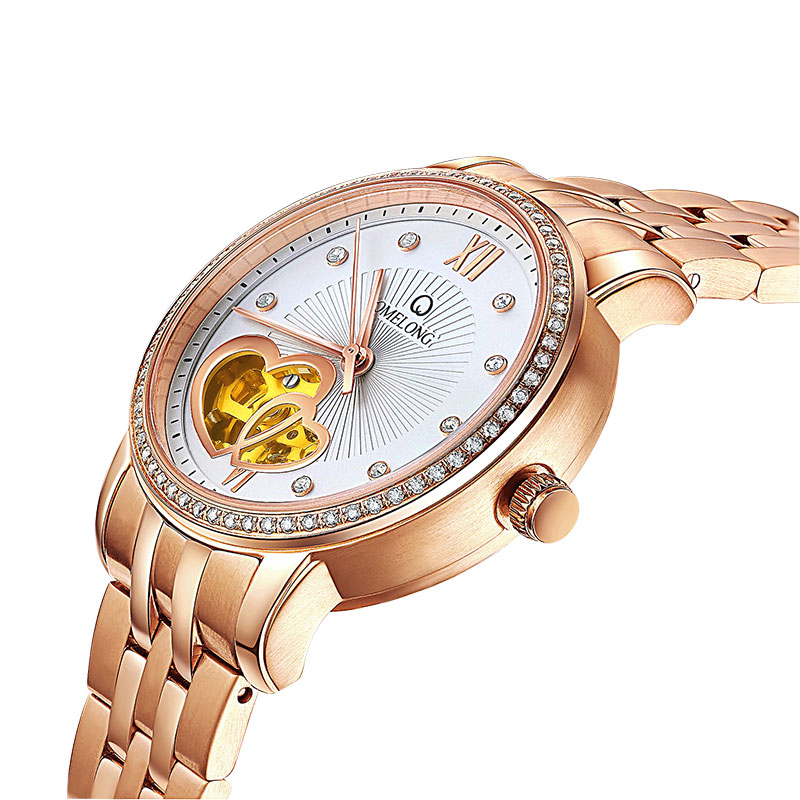 Luxury women automatic mechanical stainless steel chain wrist watches