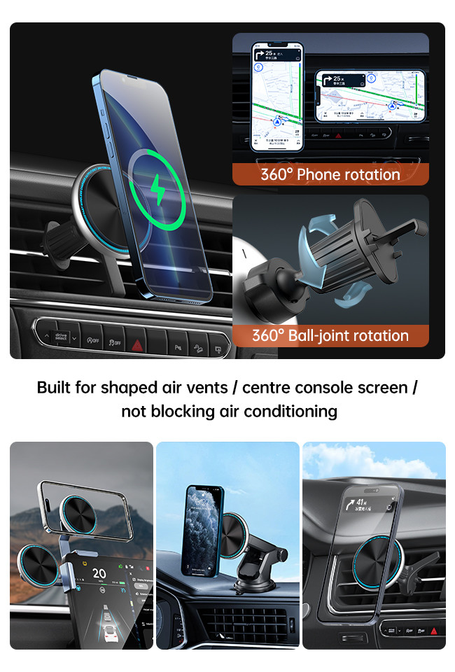 Metal Iphone Magnetic Car Charger Safety With Short Circuit Protection