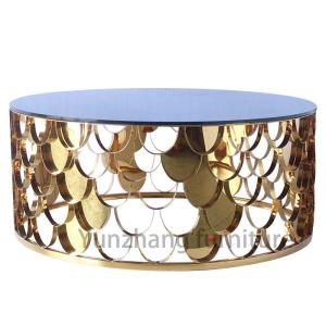 China Tempered Mirror Glass Unique Center Table , Living Room Furniture Coffee Table wholesale