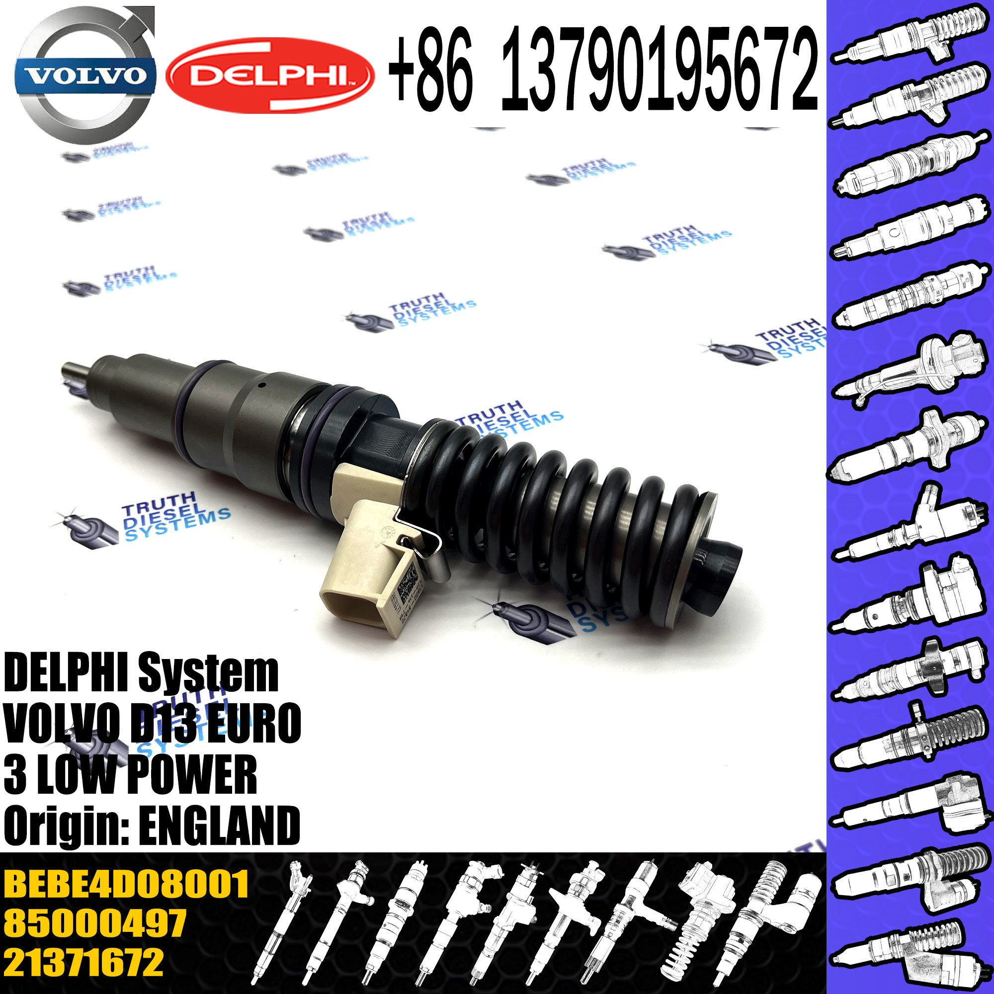 Fuel Injector 21371672, 21340611for VOL FM400 EC380EC480 FH12 FM12 D13D D13A Common rail injector 21340611 BEBE4D08001