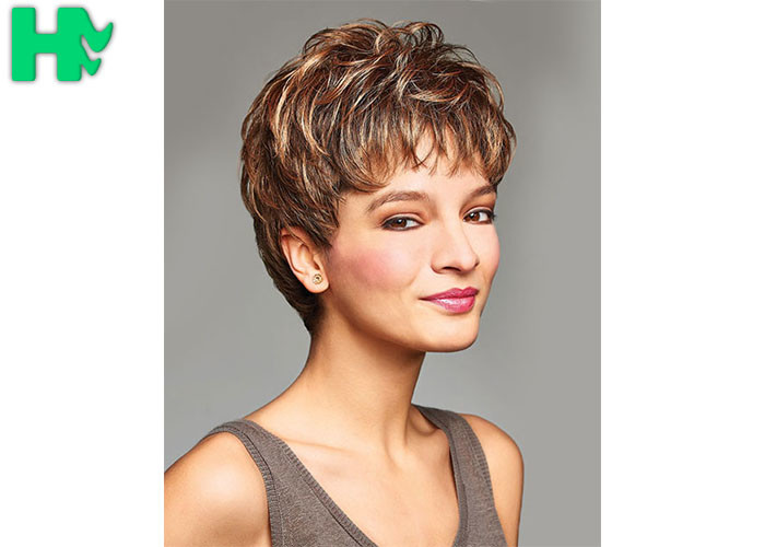Heat Resistant Synthetic Choppy Bangs Short Wigs For Women Health And Breathable