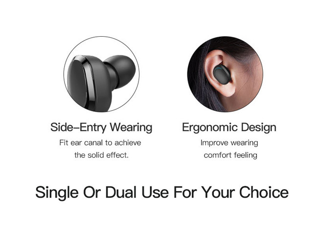 Black True Wireless Bluetooth Earbuds, Mini Tws Earbuds Automatic Charging Box
