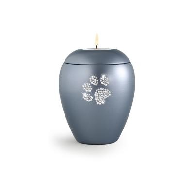 6 X 5 Inch Size Metal Pet Urns Colorful With Slate And Pewter Paw Finish
