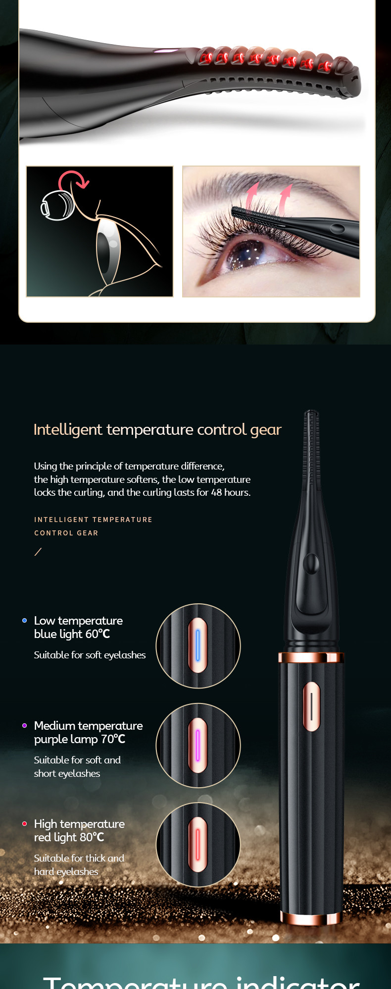 80 Degrees Electric Heated Eyelash Curler 5V 1A Home Use