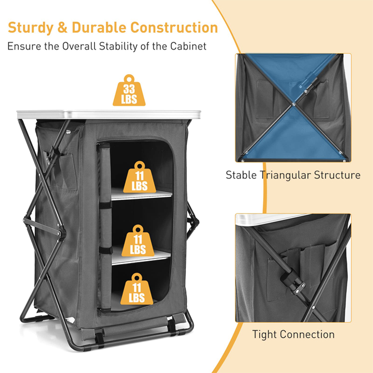 Outdoor Furniture Foldable Portable Table for Garden Camping Portable Storage Cabinet