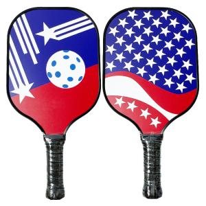 China Stars Stripes Pattern Print Carbon Fiber Surface Honeycomb Core Cushion Grip Pickleball Paddle wholesale