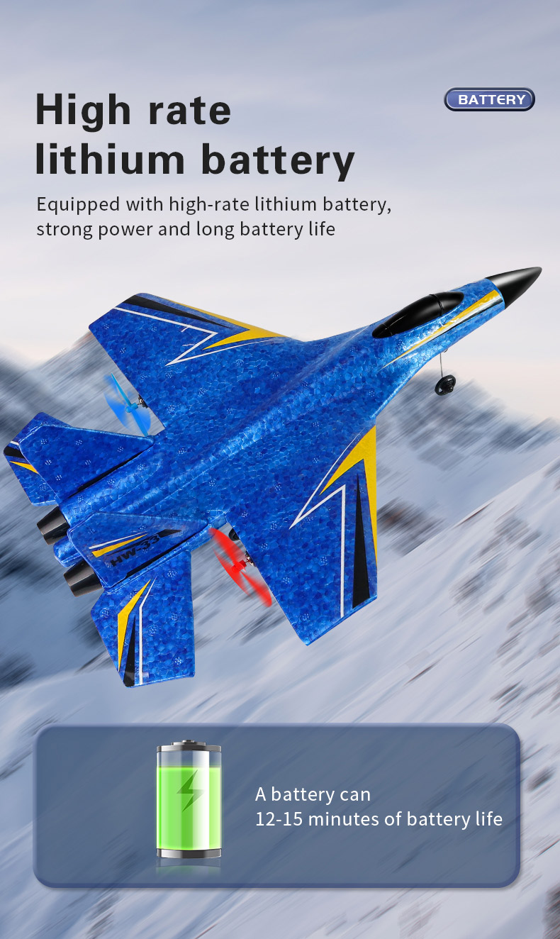 Remote Control Amphibious Fighter Fixed Wing Glider with 12-15 Minutes Flight Time