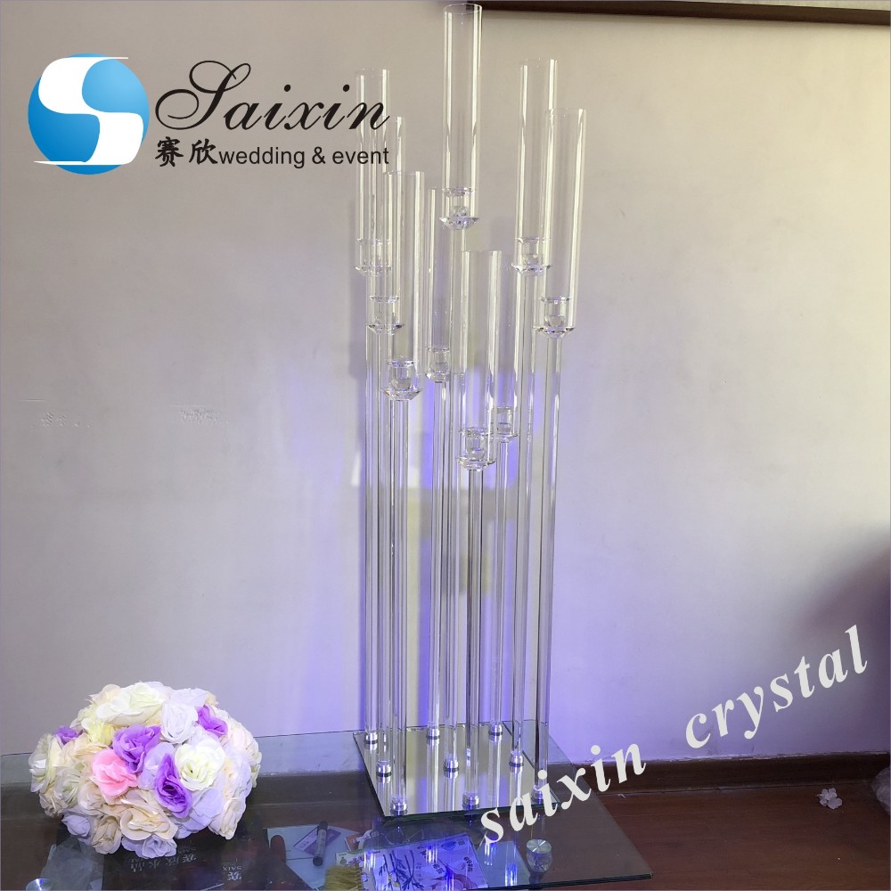 ZT-471 Saixin new wedding centerpieces Grey color crystal candlestick