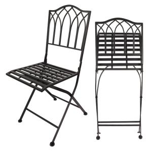 China Outdoor Bistro Garden Cafe High Back White Wrought Iron Metal Folding Chair for Wedding Event wholesale
