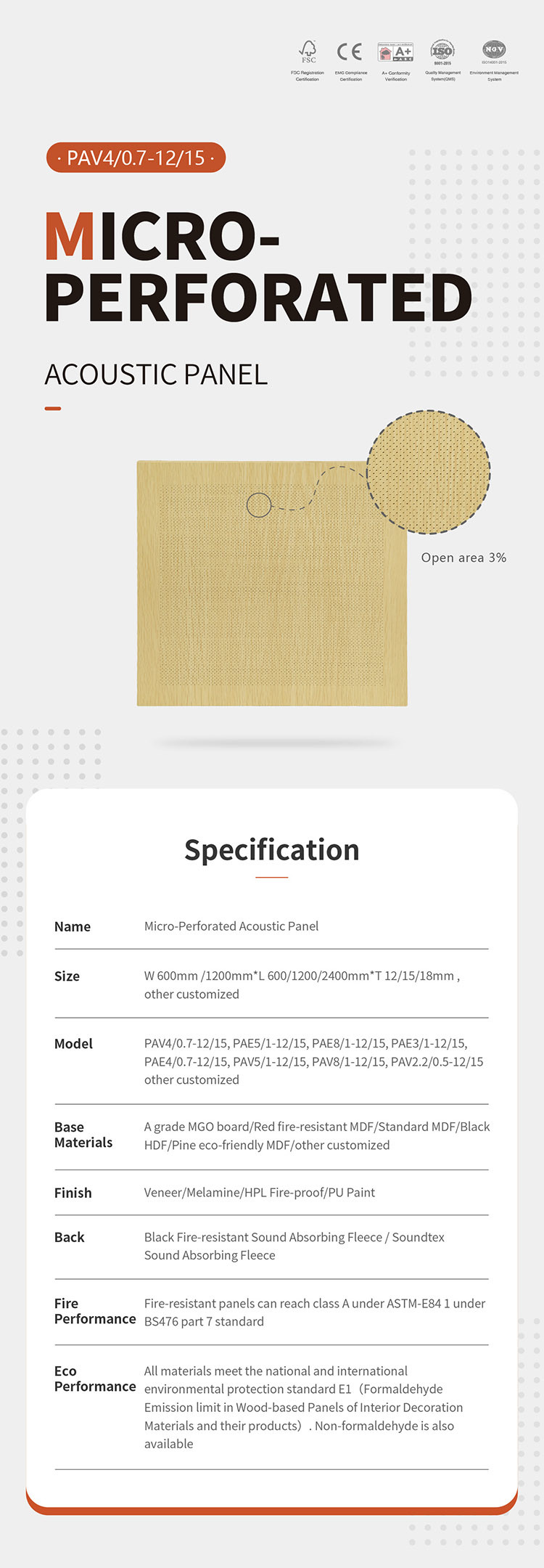 Custom Micro Perforated Wood Board , Fire Resistant Perforated Wood Ceiling Panels