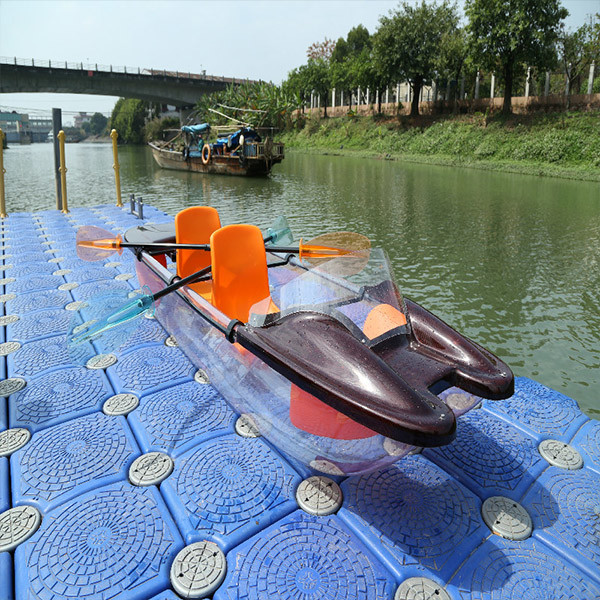 6mm PC Plastic 2 Man Fishing Boat , Durable Sea Fishing Canoe With Foot Pedals