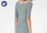 Half Sleeves Summer Knitwear Shoulder Slit / V Neck Ladies Pullover Sweaters