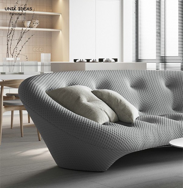 3 Seat Modern Living Room Sectional Sofa Set Moon Shape Fabric With Cuddler