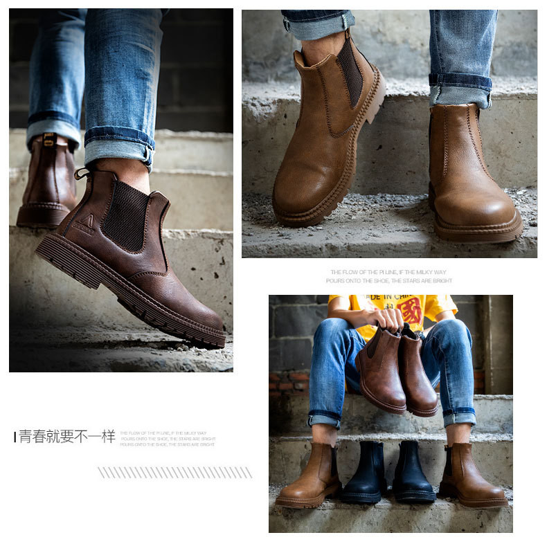 Kevlar Midsole Men's Safety Boots Microfiber Upper Rubber Sole Work Shoes