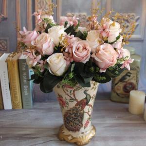 China UVG Fake Pink Rose Flower Valentine Day Gift Fake Satin Ribbon Handmade Flowers wholesale