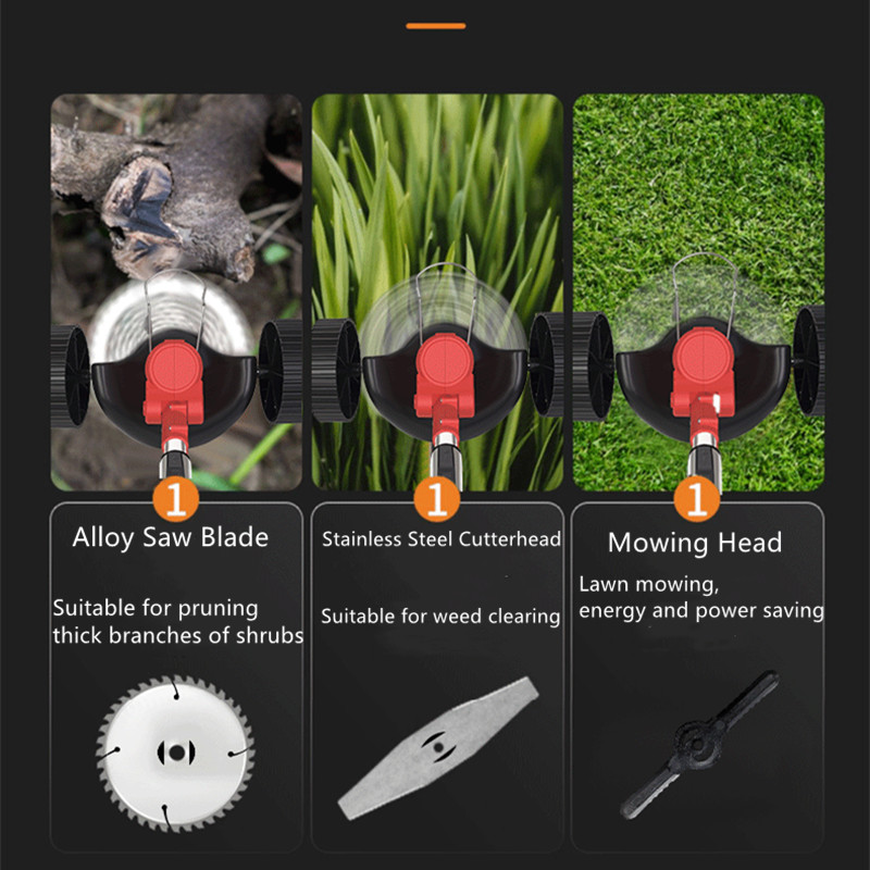 6000Mah Garden Lithium Electric Grass Cutting Machine With Three Knife Heads
