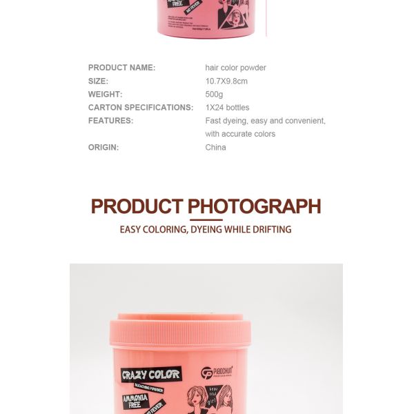 Professional Salon Use Hair Color Powder OEM/ODM Ammonia-Free Dust-Free Splendid Permanent Formula Shiny Temporary Effects