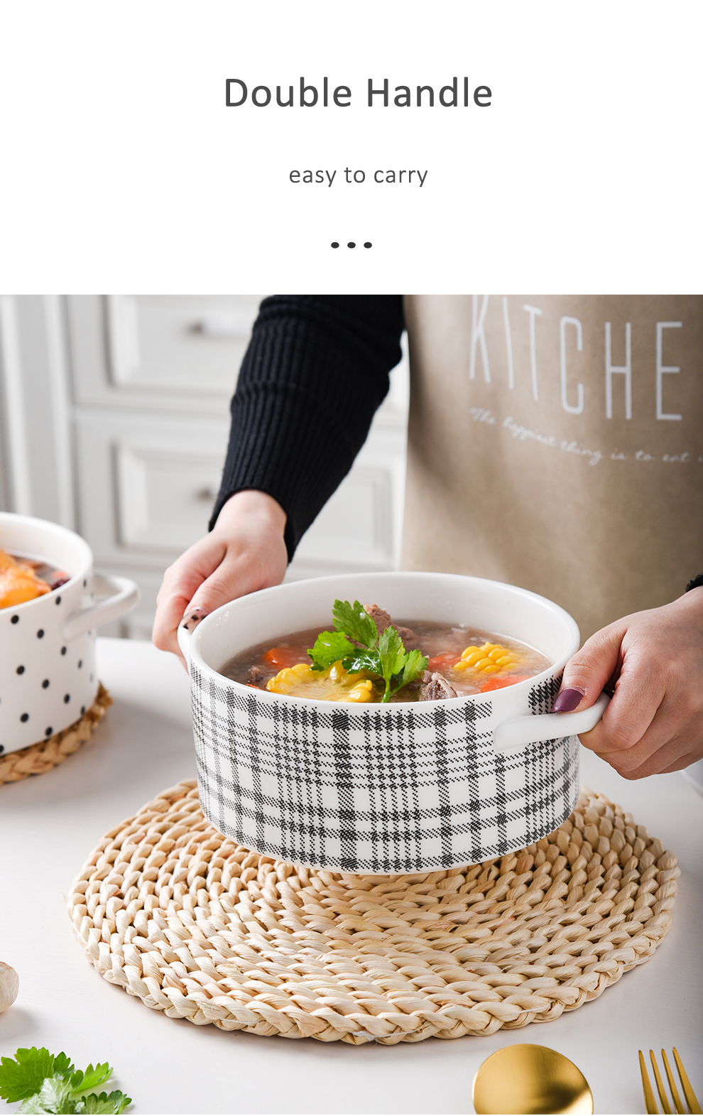 Light Luxury Ceramic Soup Bowl Set Perfect for Business Gifts and Sustainable Cooking