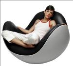Designer Fiberglass Shell Leather Lounge Leisure Placentero Ball Chair