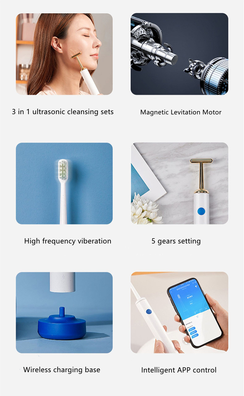3 In 1 Facial Cleansing Sets Ultrasonic Electric Toothbrush