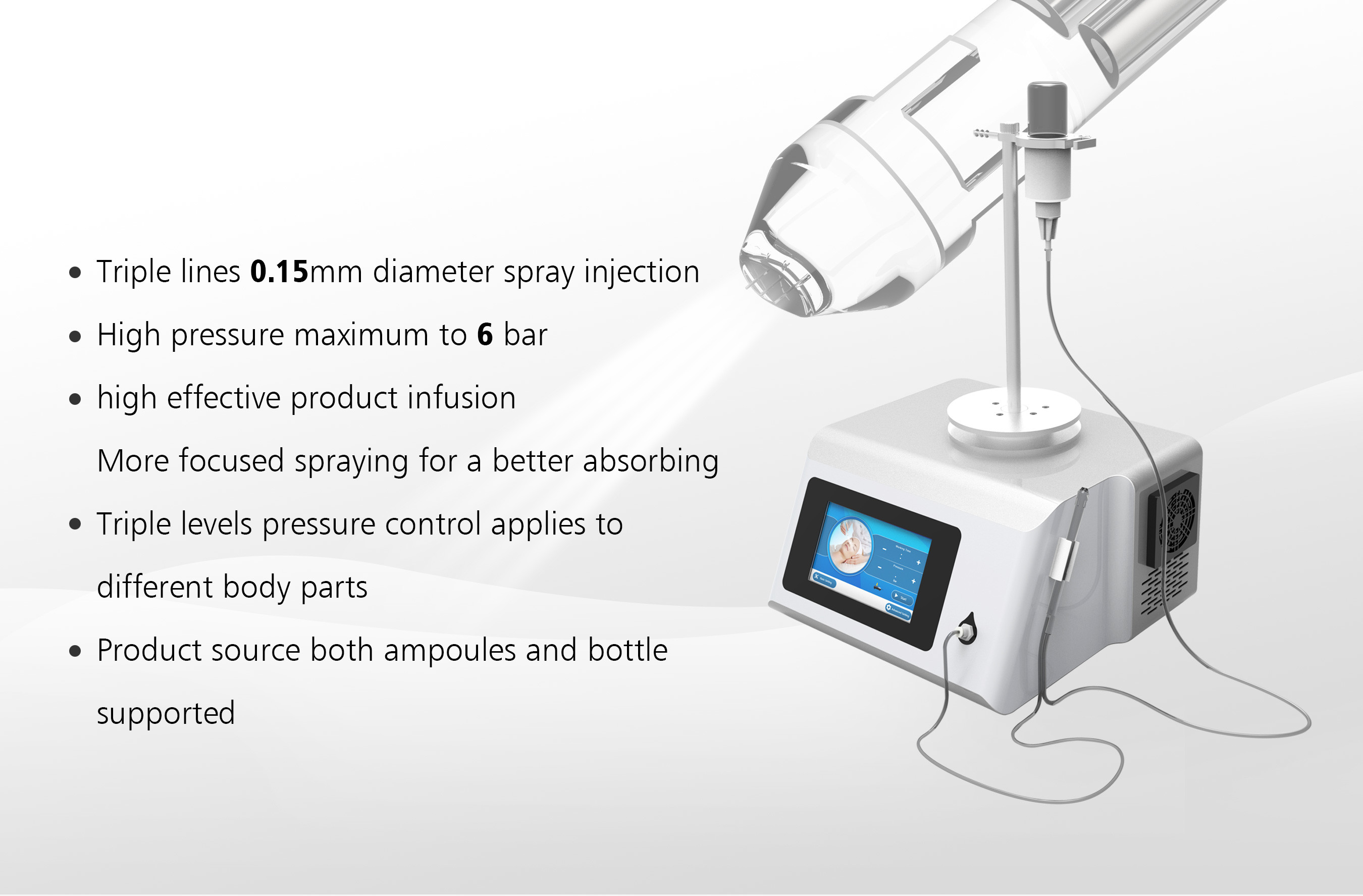 Skin spa Jet Peel machine beauty device triple line 0.15mm for better absorbing