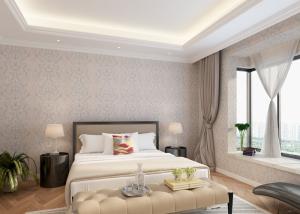 China Bedroom PVC Country Style Wallpaper with Symmetrical Floral Pattern wholesale