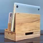 Desk Organizer Gift for men Personalized Wooden Tablet stand Multi Device