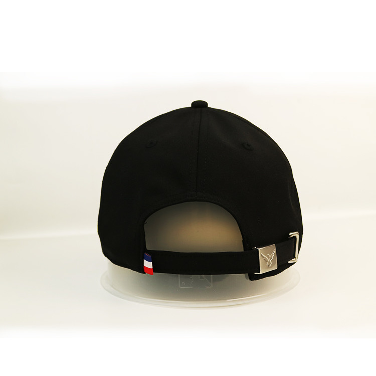 Gold Print On Both Sides Black Sport Cap , 6 Panel Baseball Custom Logo