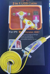 China 2 in 1 flat mobile phone cable wholesale