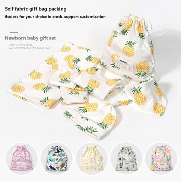 Wholesale Soft Organic Cotton Baby Pajamas Blanket Rib Hat Pants Set Baby Gift