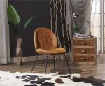 Beautiful Looking Leather Leisure Chair Black Matte Paint Metal Legs Room