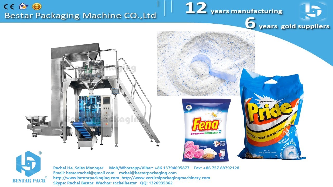 How to pack detergent powder 450g pouch with hanging hole