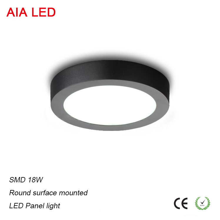 Surface mounted good price 18W Round black LED panel light fixture for hotel led downlight