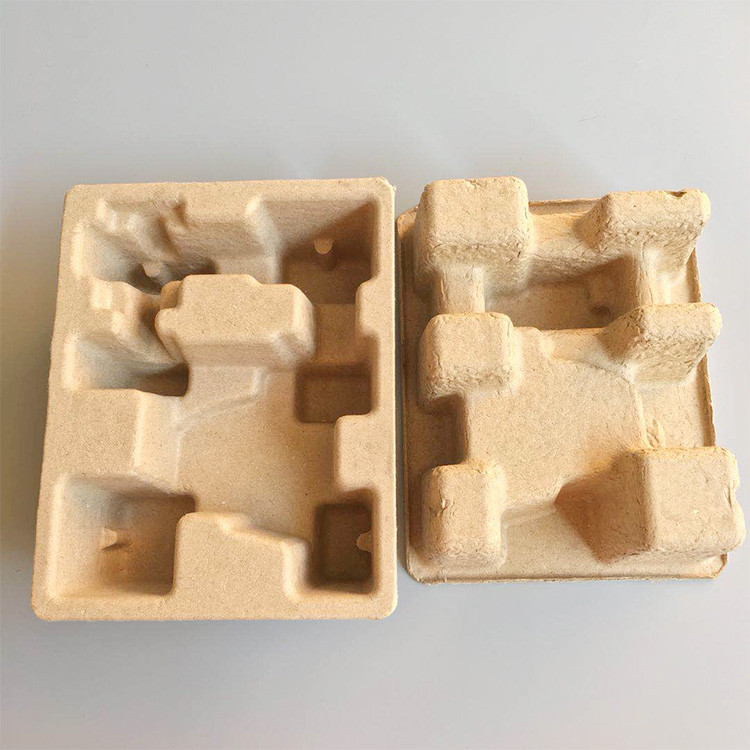 Biodegradable Brown Recycled Paper Fiber Molded Pulp Tray Package For Electronic
