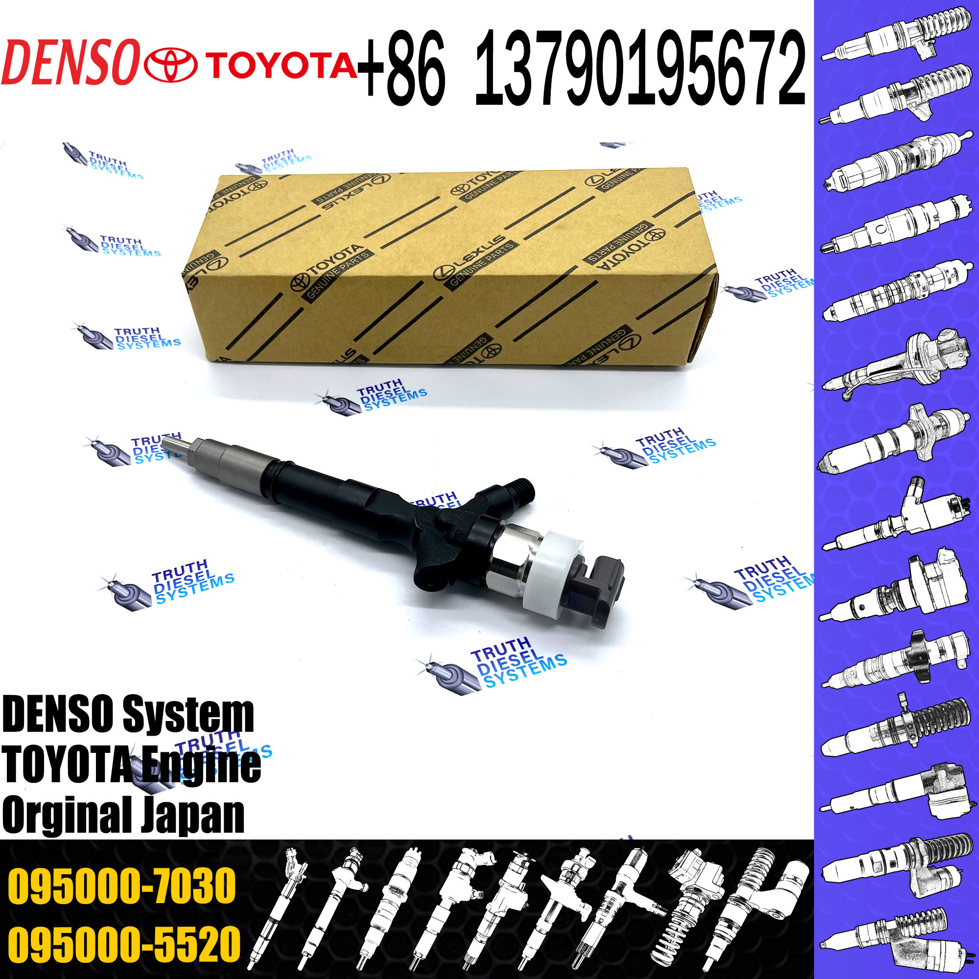 Fuel Injector 23670-39145 Common Rail Injetor 095000-7040 095000-7030 For TOYOTA VIGO 1KD 2KD