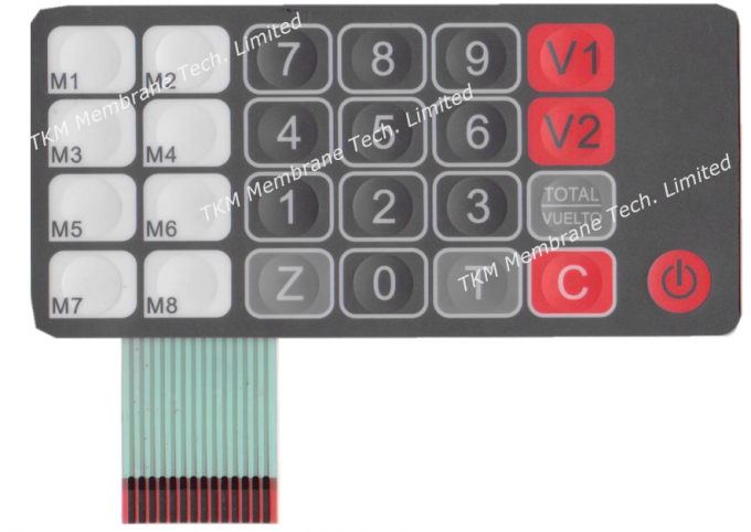 Multi color metal dome button switch tactile membrane keyboard medical use