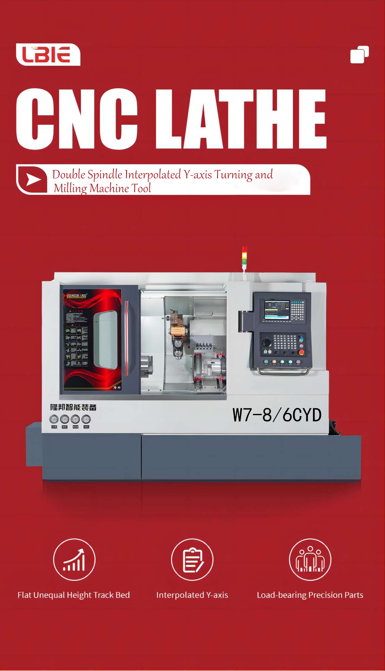 Siemens Controller Y Axis Cnc Vertical Lathe Machine Mill Turn Machine