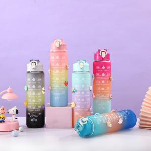 China Lightweight 550/750/1000ML Gradient Color Plastic Motivational Water Bottle Set Of 4 Bpa Free Portable Plastic Water Bottle Set OEM ODM Service wholesale