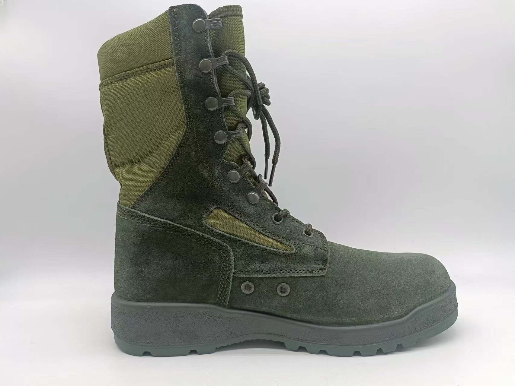 Tactical Safety Shoes Green High Top Suede Leather Breathable