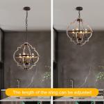 Rustic Farmhouse Metal Chandelier Lighting Distressed Wood Ceiling Light Foyer