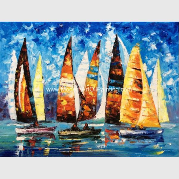 Abstract Sailing Ship Oil Painting by palette knife / Hand Painted Thick Oil